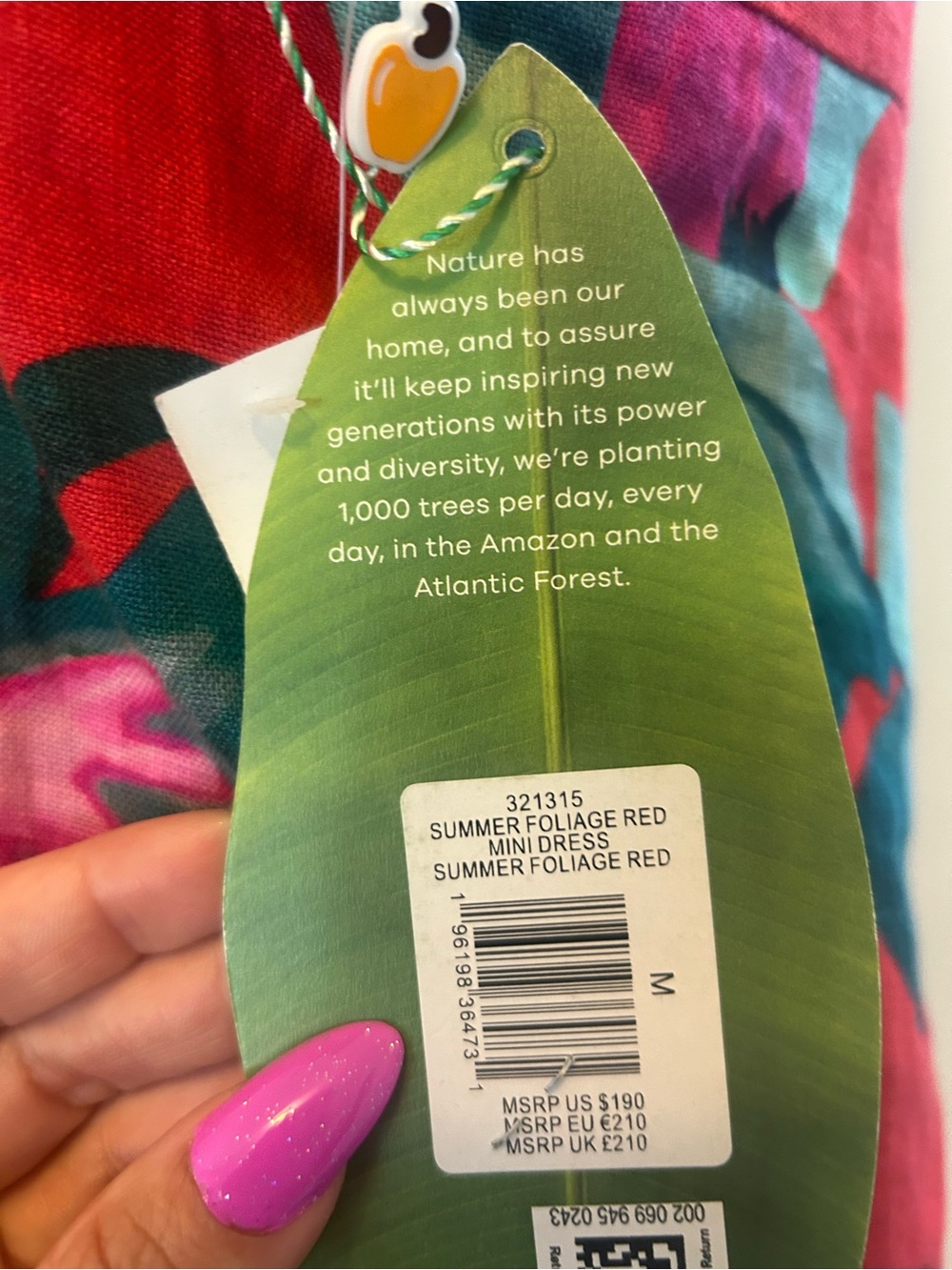 NWT Farm Rio Red Summer Foliage Linen Mini Dress Medium - Picture 11 of 13